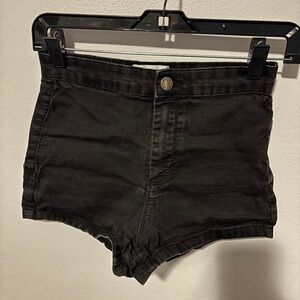 Miss Selfridge Black High Waist Denim Shorts